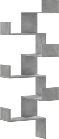 vidaXL Wand-Eckregal aus Holzwerkstoff in Betongrau, B/T/H: 45 x 45 x 147 cm