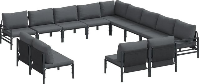 vidaXL Garten-Sofa-Set 13-teilig in Anthrazit aus pulverbeschichtetem Stahl mit UV-beständigen Polstern - Bild 1