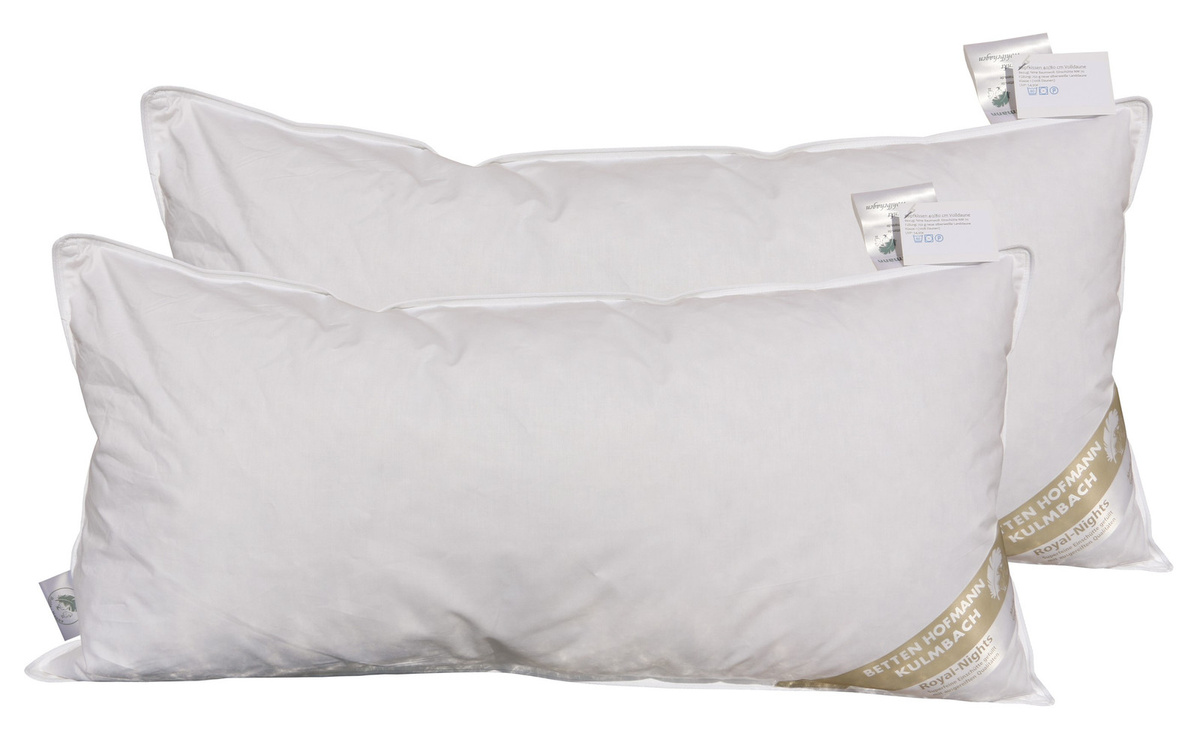 2er-Set Betten Hofmann Daunenkissen aus Baumwolle, Farbe: Weiß, B/H: 40 x 80 cm - Bild 1