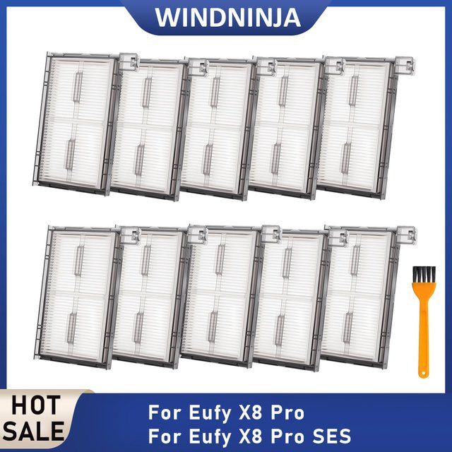 WINDNINJA HEPA-Filter Set mit Filterreinigungsbürste für Eufy X8 Pro und X8 Pro SES Roboterstaubsauger in Weiß - Bild 1