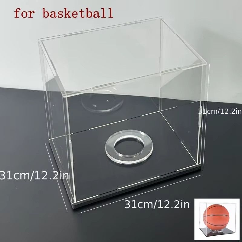 Acryl-Montagedisplaybox für Fußball- und Basketball-Kollektionen mit runder Basis, transparent - Bild 3