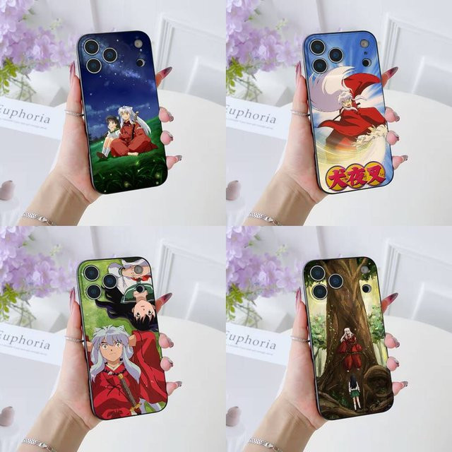 Inuyasha Handyhülle aus weichem Silikon für iPhone 17 16 15 14 13 12 11 Pro Max Plus Air Mini in Schwarz und Multicolour - Bild 1