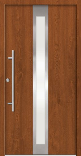 Splendoor Haustür RHODOS Prime aus Aluminium in Golden Oak Braun mit Glaseinsatz, Höhe: 210 cm, Breite: 100 cm, Tiefe: 7 cm - Bild 1