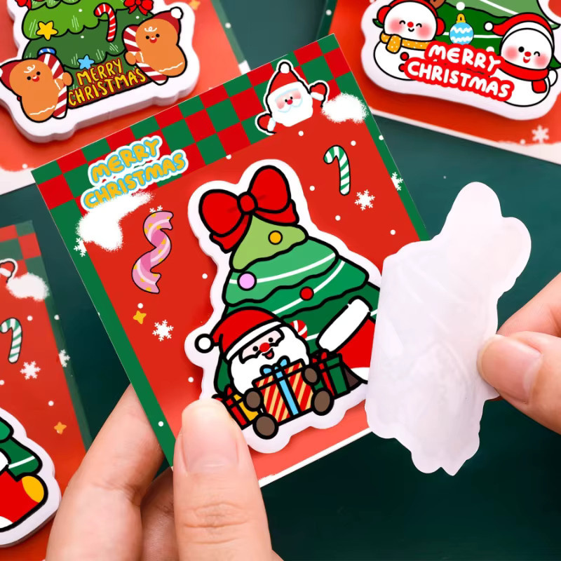 Niedliche Weihnachtsbaum-Haftnotizen im Kawaii-Design für Büro und Schule, Mehrfarbig - Bild 3