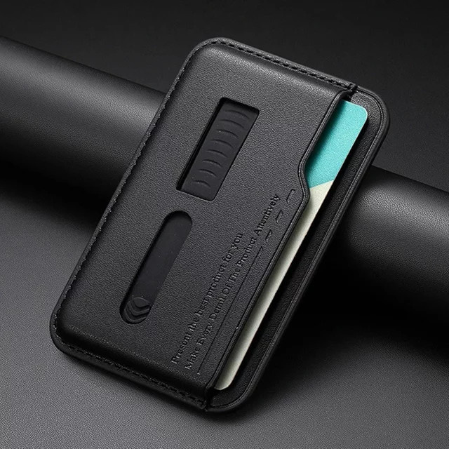 NMEGOU Magnetische Leder-Brieftasche und Kartenhalterhülle mit verstecktem Riemen für MagSafe iPhone 12 13 14 15 16 17 Pro Max Plus in Schwarz und Blau - Bild 1