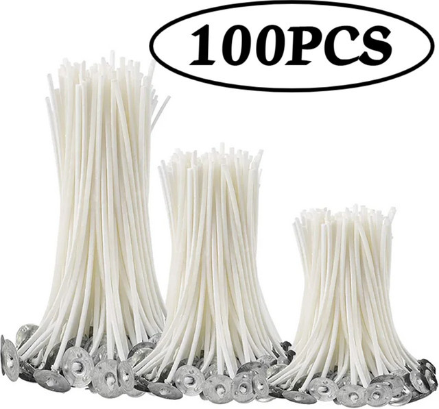 100 Stück Baumwoll-Kerzendochte für DIY-Kerzen, rauchfrei und umweltfreundlich, weiß, Länge: 8-20 cm - Bild 1