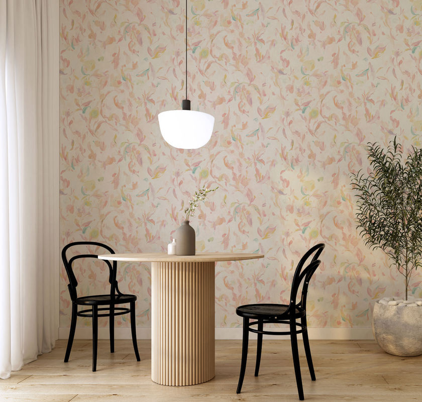 Sian Zeng Tapete Abstract Blooms in Peach mit floralem und botanischem Design, Mehrfarbig (Pink, Gelb) aus Vlies - Bild 2