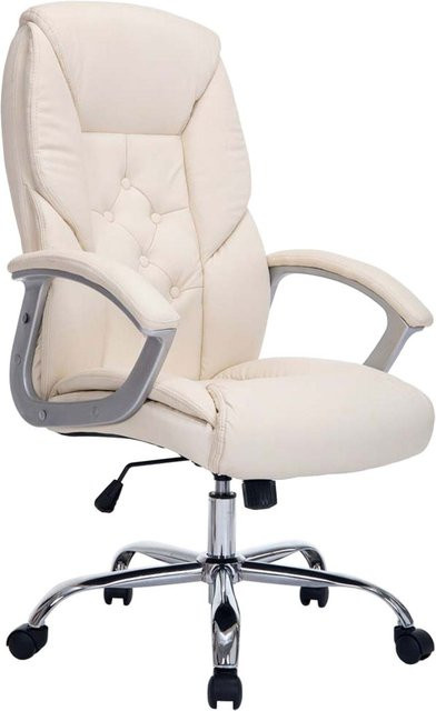 TPFLiving Bürostuhl Rhodos Schwerlast Executive Chair aus Kunstleder in Beige mit Armlehnen und Rollen - Bild 1