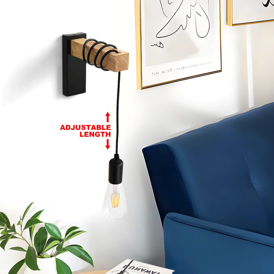 PARKSON Retro Wandleuchte aus Holz und Glas im Industrial Design mit E27 Fassung, Schwarz/Transparent - Bild 2