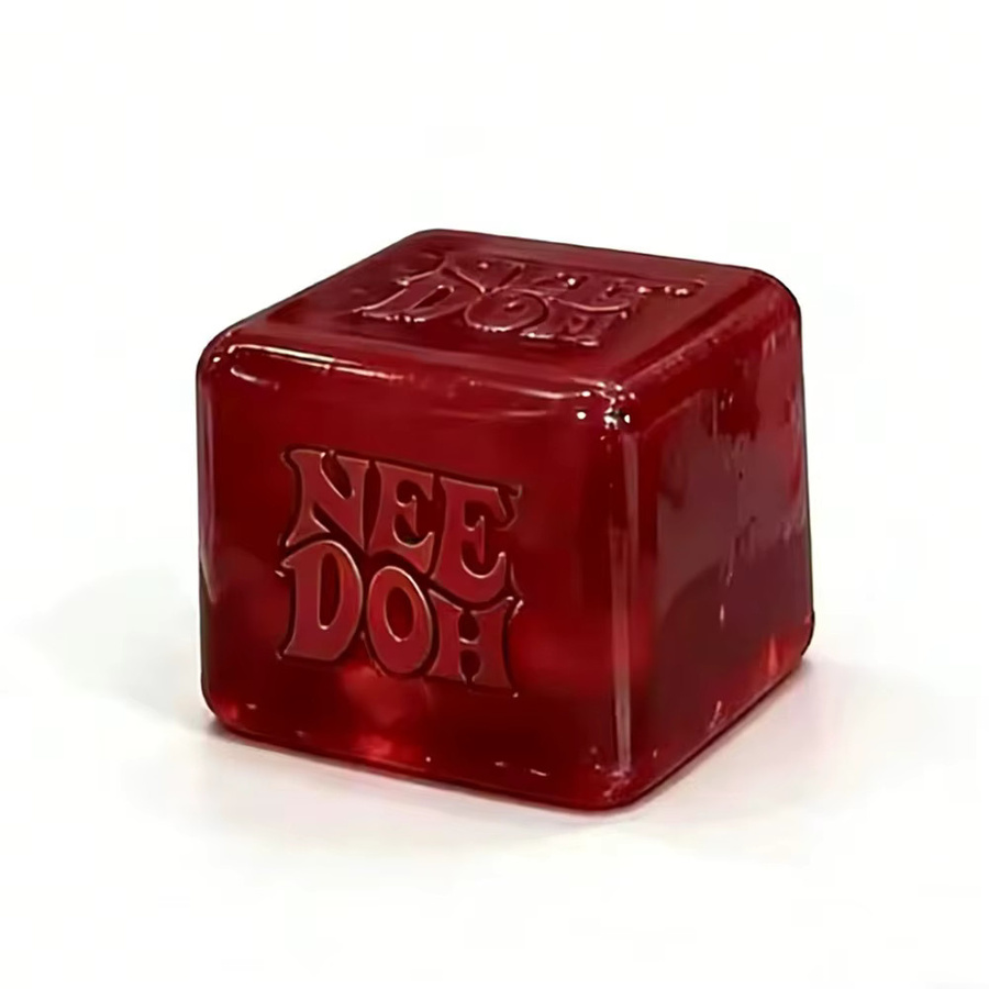 Schylling NeeDoh Nice Cube Super Squeeze Fidget Toy, roter durchscheinender Stressabbau-Würfel, BPA-frei - Bild 3