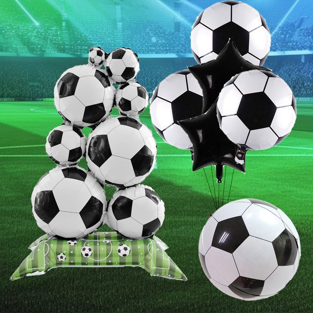 7-teiliges Fußball-Party-Dekorationsset mit 4D Folienballons und Ständern in Multicolor für deine Geburtstagsparty - Bild 1