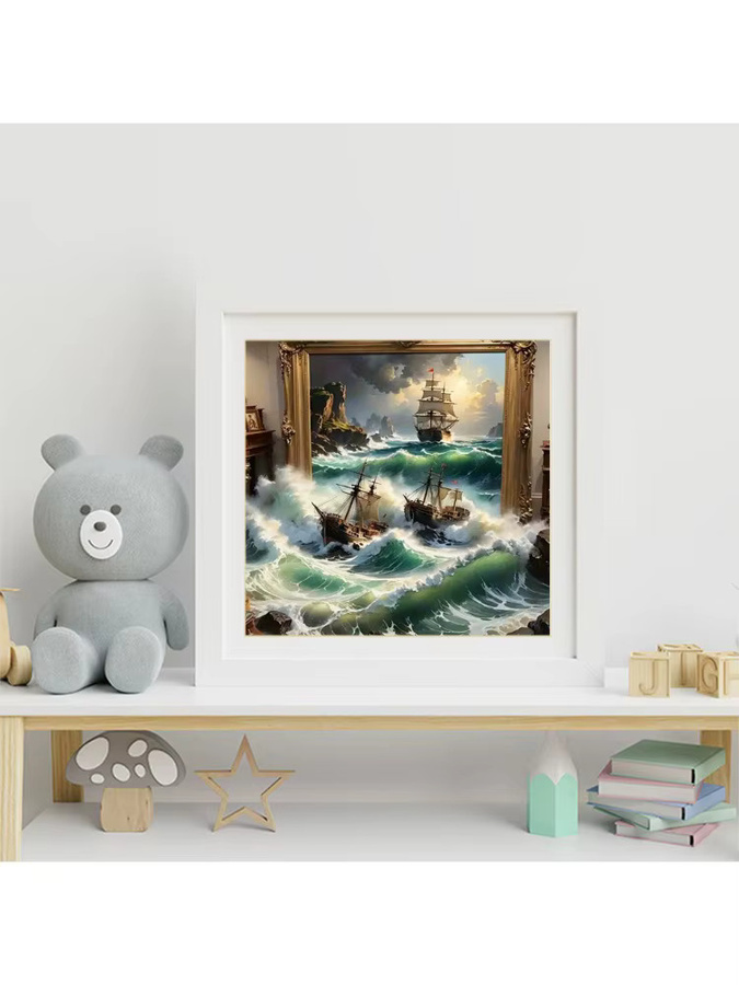 EverShine DIY Diamantmalerei Schiffslandschaft als Diamantmosaik Set in Multicolour, B/B/H: 20 x 20 x 20 cm - Bild 3