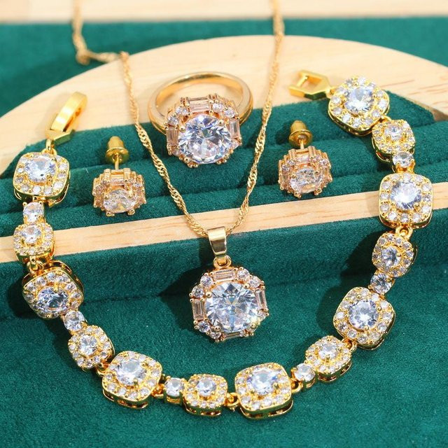 YIRAN Jewelry Schmuckset, Zirkonia, Kupfer, Gold, Damen - Bild 1