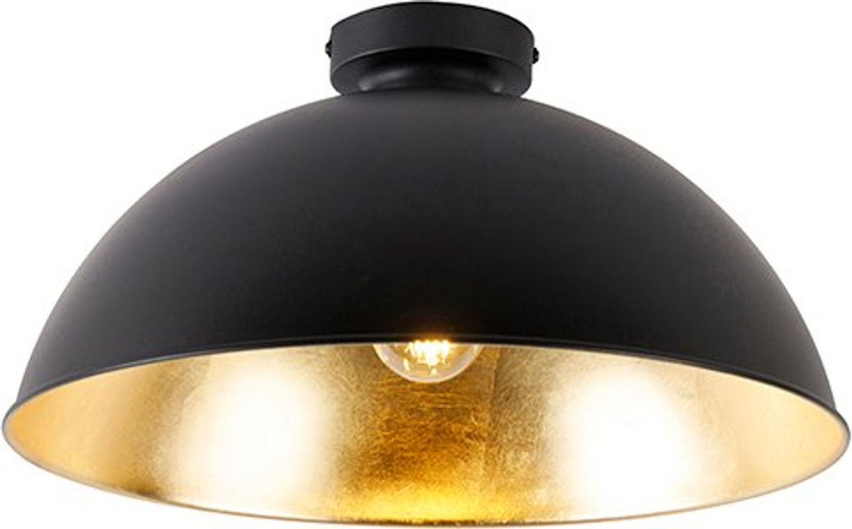 QAZQA Deckenlampe im Industrial Design aus Stahl, Schwarz-Gold, E27 - Bild 1