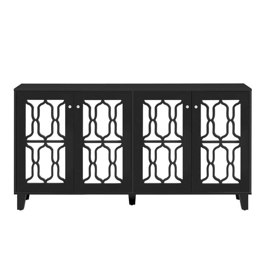 GL Store Küchenschrank Anrichte mit Spiegeloberfläche und Kristallgriffen in Schwarz, B/T/H: 160 x 40 x 84 cm - Bild 2