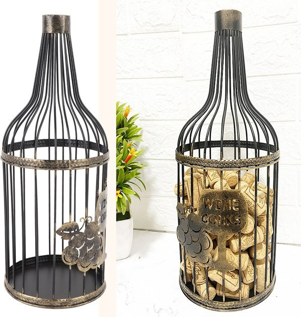 TOPINCN Weinkorkenhalter aus Metall in Schwarz für bis zu 60 Korken, Freistehender Organizer für dein Zuhause, B/T/H: 38,0 x 15,0 cm - Bild 1