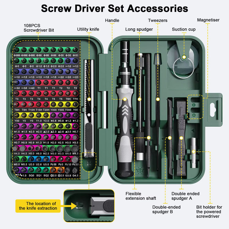 132-in-1 Präzisions-Schraubendreher-Set mit 152 magnetischen Bits und Aufbewahrungsbox in Schwarz - Bild 3