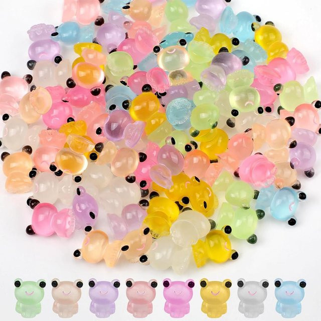 Yiran toy Leuchtende Froschfiguren aus Harz, buntes 14-teiliges Set - Bild 1
