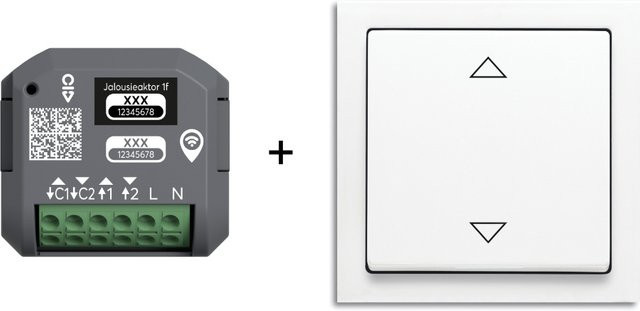 Busch-Jaeger Rolladen Set mit 1-Kanal Jalousieaktor Unterputz und Smart Switch Wandschalter in Grau - Bild 1
