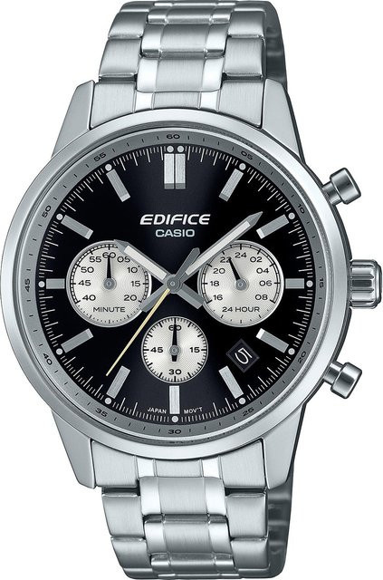 Casio Chronograph Herrenuhr, Quarz, Edelstahl, Schwarz, 40 mm, 10 ATM - Bild 1