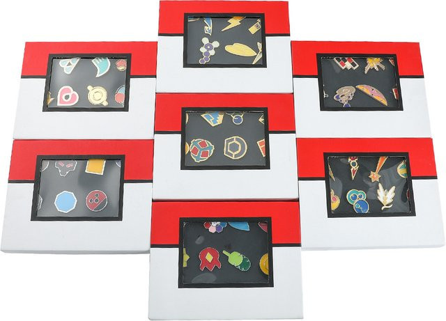 Bandai Pokémon Abzeichen-Box-Set, Kanto Johto Hoenn Sinnoh Unova Kalos Orange League Region Pins Broschen Taschenmonster-Sammlerstücke, Metall, Bunt / Mehrfarbig - Bild 1