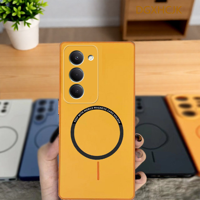 Stoßfeste magnetische Handyhülle für Xiaomi Poco M8s 5G mit harter Silikon-Rückseite in Blau und Orange - Bild 1