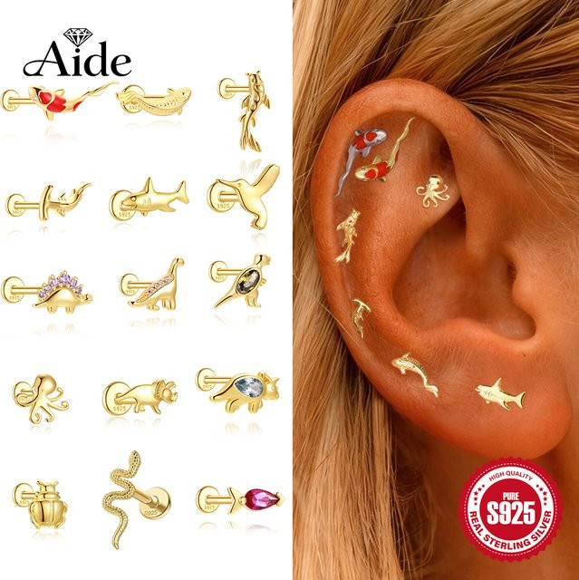 AIDE Piercing-Ohrringe, 925 Silber, Zirkon, Damen - Bild 1