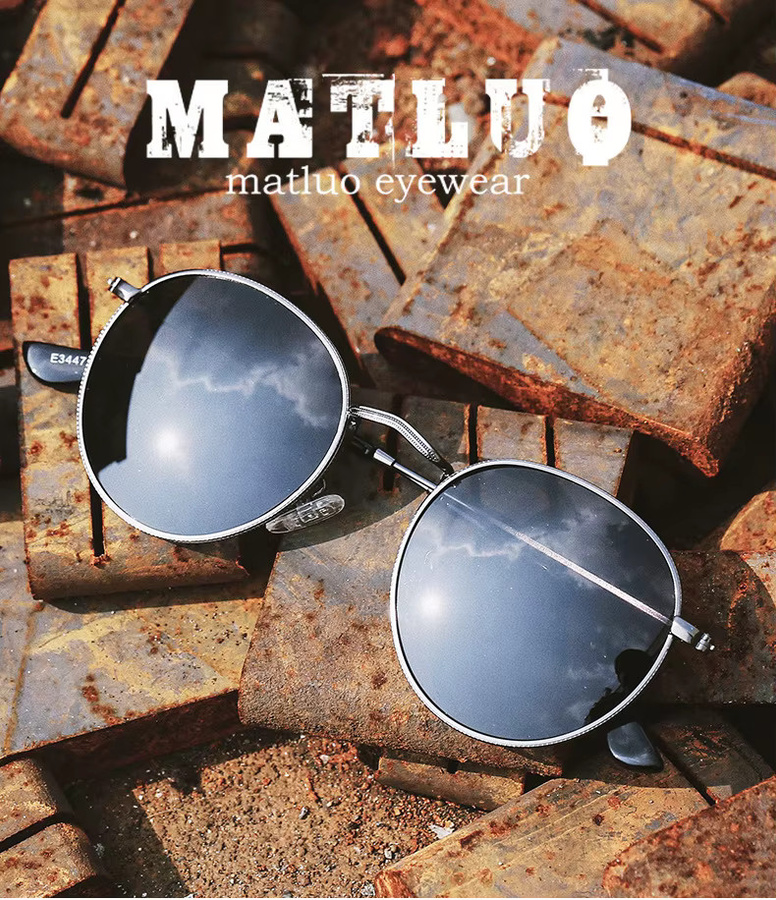 ShangeWFJia Sonnenbrille, rund, Vollrand, Metall, Unisex, polarisiert - Bild 2