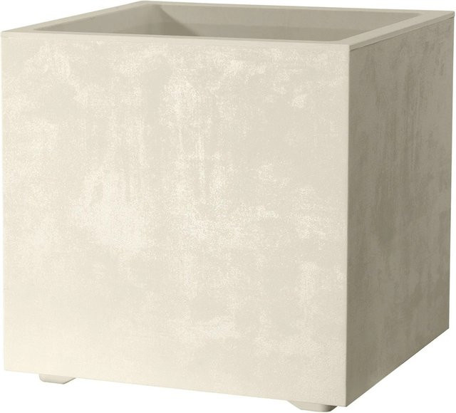 Deroma Pflanzkübel Cubo Millennium in Perlweiß mit Natursteinoptik, B/T/H: 25 x 25 x 25 cm - Bild 1