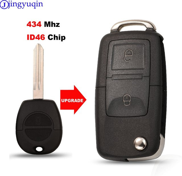 Jingyuqin Schlüssel Fernbedienung 434MHz ID46 Chip für Nissan Pulsar Patrol Primera Xtrail Terrano Almera Micra NSN11 NSN14 Schwarz - Bild 1