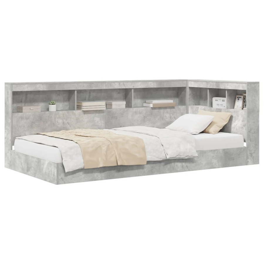 vidaXL Bücherregal-Bett in Beton-Optik, Grau, B/H: 76,5 x 190 cm - Bild 2
