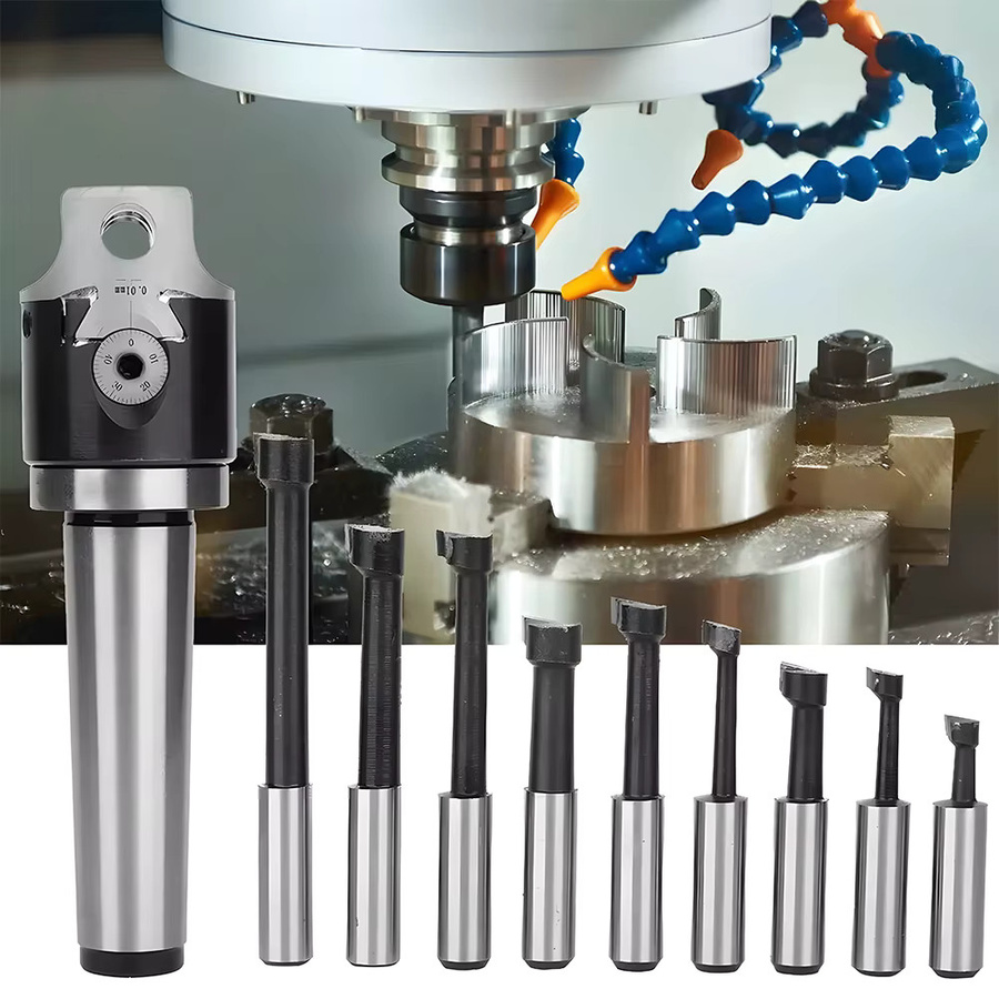 Podofo 9-teiliges Bohrstangen-Set 12 mm in Silber für Fräsmaschinen mit MT2-M10 Bohrkopf-Sätzen - Bild 2