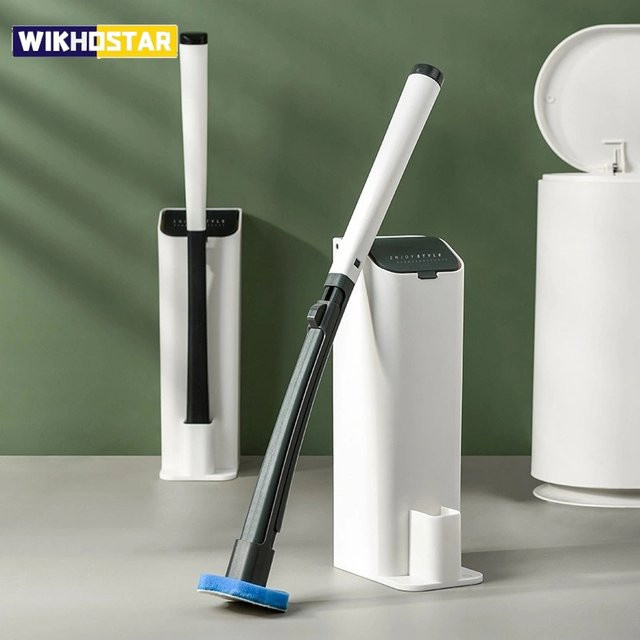 WIKHOSTAR Einweg-Toilettenbürste mit langem Griff und Ersatzbürstenköpfen zur gründlichen Reinigung ohne toten Winkel - Bild 1