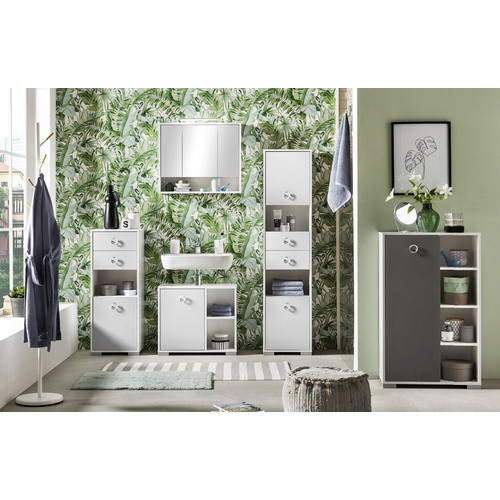 Schildmeyer Spiegelschrank Kimi, 3-türig mit LED-Beleuchtung und Soft-Close-Funktion, Weiß, Breite: 70 cm, Höhe: 60,5 cm, Tiefe: 16 cm - Bild 2