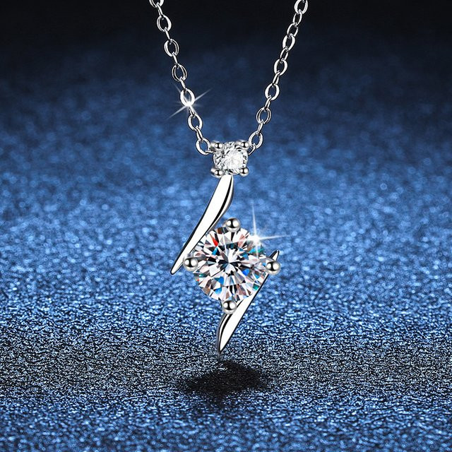 Anhänger-Halskette Moissanit, 925 Silber, Damen - Bild 1