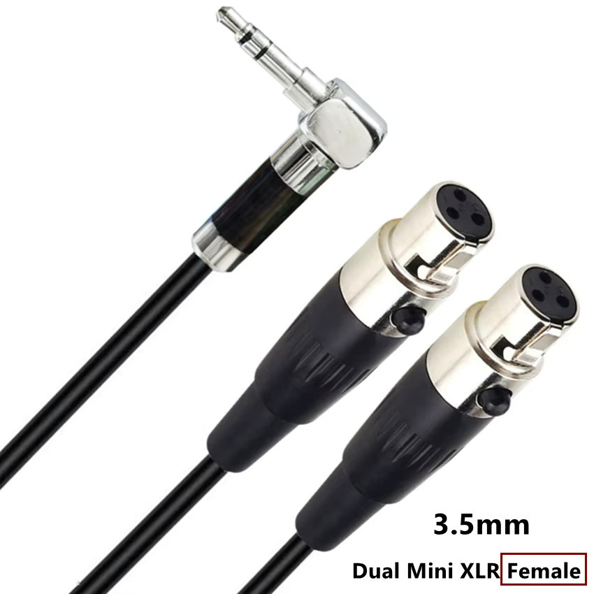 MACDOT Audio Y-Kabel mit Dual Mini 3Pin XLR Stecker und Buchse auf 3,5 mm TRS Stecker in Schwarz - Bild 4