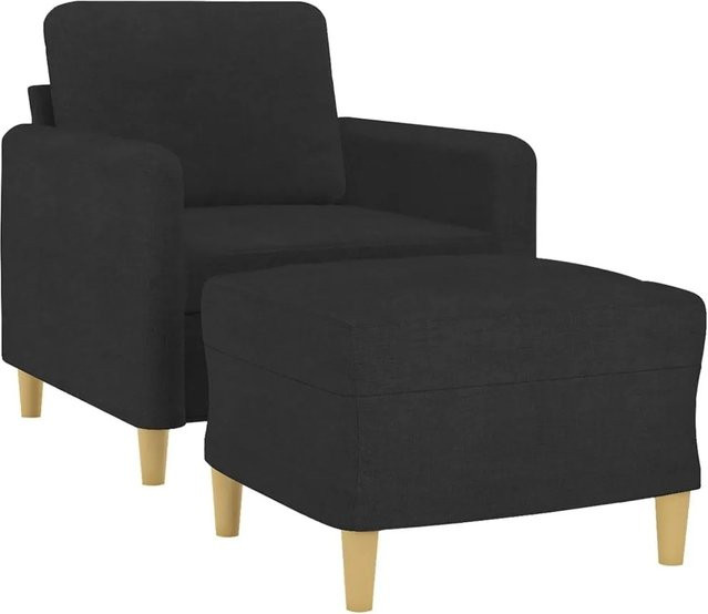 vidaXL Sessel mit Hocker in Schwarz aus Stoff mit Armlehnen und modernem Design - Bild 1