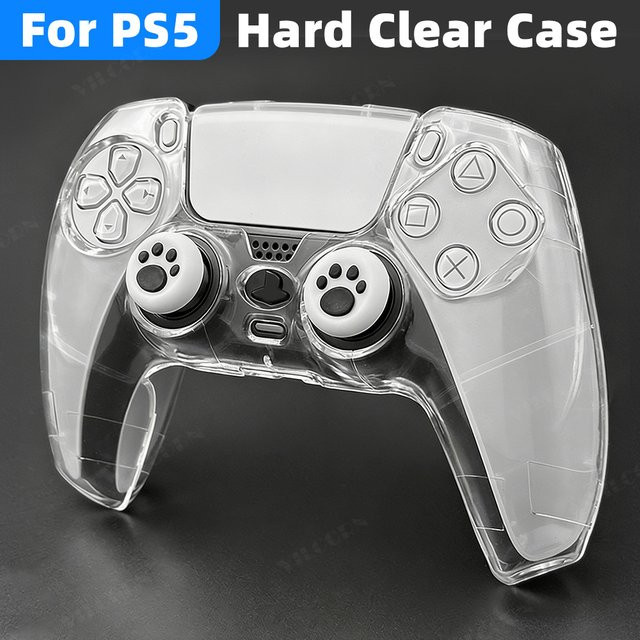 VILCORN Transparente PC-Schutzhülle für PlayStation DualSense Controller mit Katzenpfoten-Daumengriffkappen - Bild 1