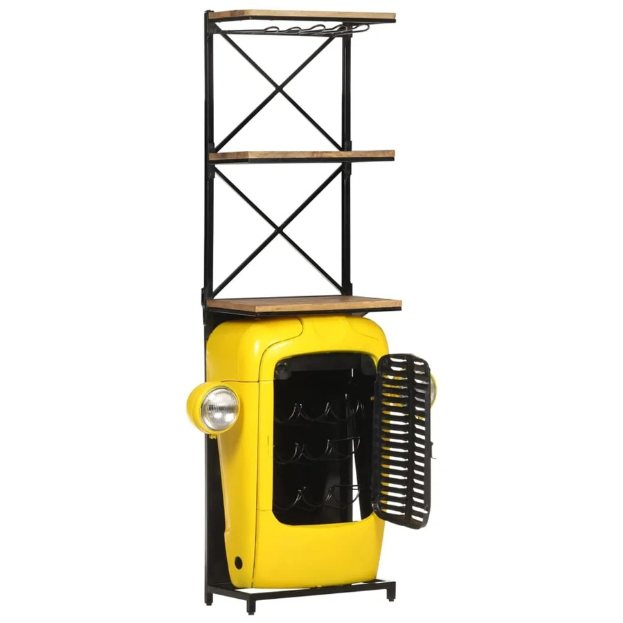 VidaXL Traktor-Weinschrank aus Mango-Massivholz in Gelb, B/T/H: 49 x 31 x 172 cm - Bild 2