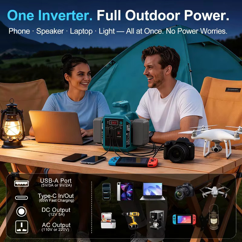 Makita Tragbare Powerbank mit 550W Sinuswellen-Wechselrichter für 18-21V Lithium-Akkus in Blau - Bild 2
