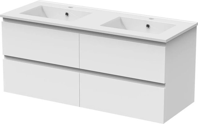 AICA Badmöbel Aalst 2-teiliges Badezimmerset mit Keramik Waschtisch und Unterschrank in Matt Weiß, Breite: 120 cm - Bild 1