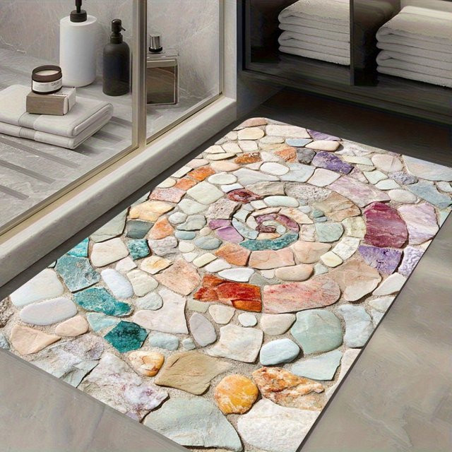 VIKAMA Schnelltrocknende Diatomeenerde-Badematte mit Stein-Spiral-Design in Multicolour - Bild 1