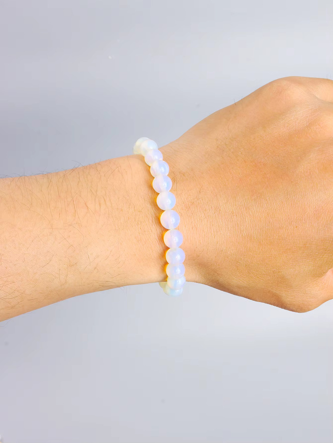 Perlenarmband Naturstein-Opal, Weiß, Unisex - Bild 3