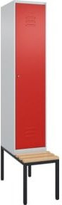C+P Spind Classic PLUS Garderobenschrank mit Sitzbank, 1 Abteil, Zylinderschloss, 4 Garderobenhaken, B/T/H: 212,0 x 40,0 x 81,5 cm - Bild 1