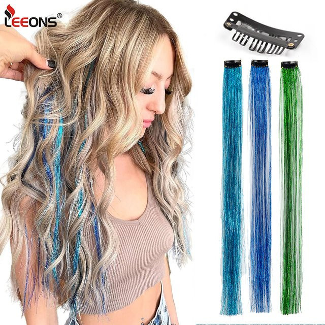 AliLeader Haarverlängerung mit Clips, Glitzer Lametta, Unisex - Bild 1