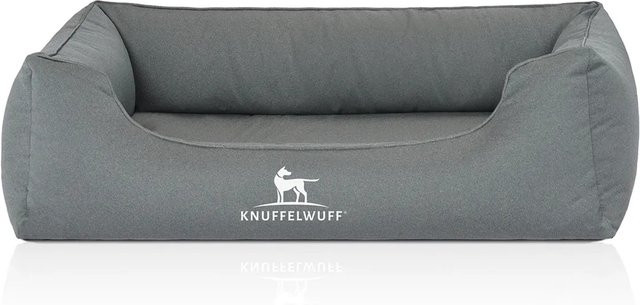 Knuffelwuff Hundebett Leon Orthopädisch aus Velours mit abnehmbarem Bezug, Petrol/Grau, B: 85 cm, T: 63 cm, H: 30 cm - Bild 1