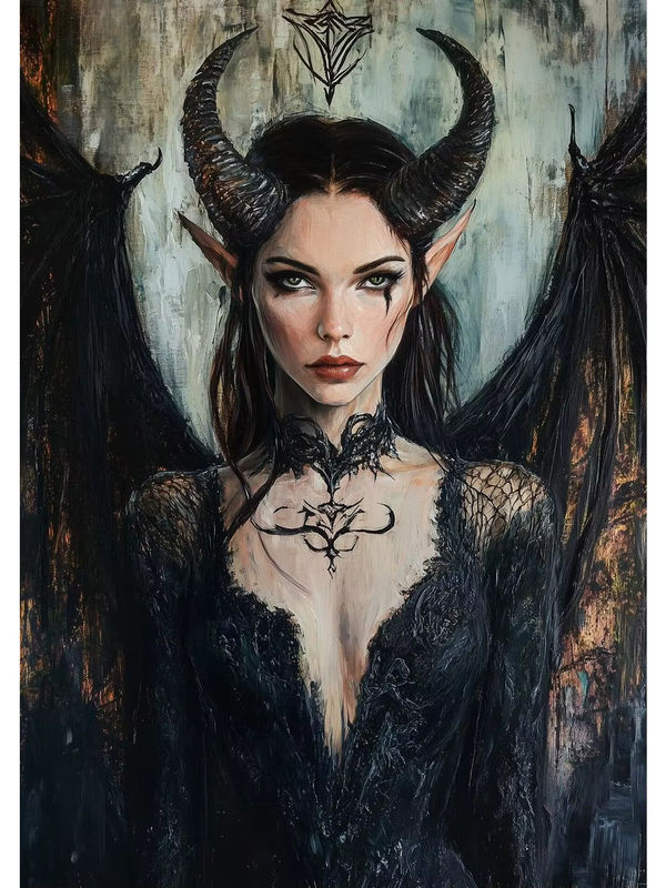 Diamond Painting Set Gotischer Stil Horror-Fluch Tattoos Frau mit quadratischen und runden Diamanten zur Mosaik-Kunst Heimdekoration - Bild 2