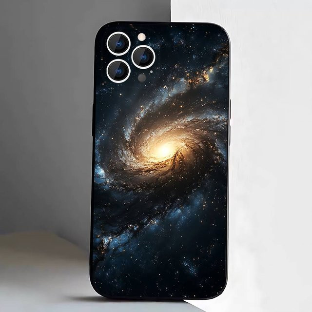 Handyhülle mit Weltraum-Galaxie-Design für Apple iPhone, schwarzes weiches Cover - Bild 1