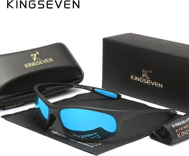 KINGSEVEN Sportsonnenbrille, Herren, Vollrand, TR90, schwarz, polarisiert - Bild 1
