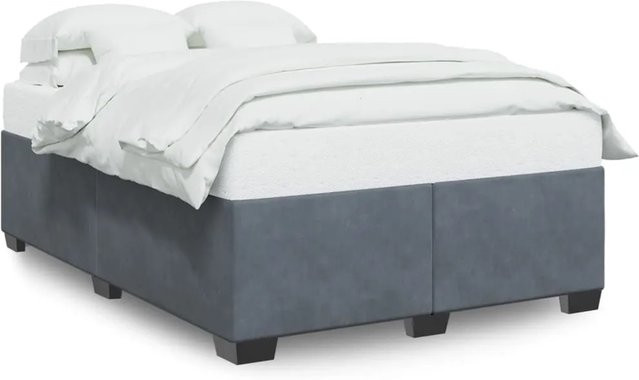 vidaXL Bettgestell aus Samt in Dunkelgrau, B/T/H: 140 x 190 cm - Bild 1